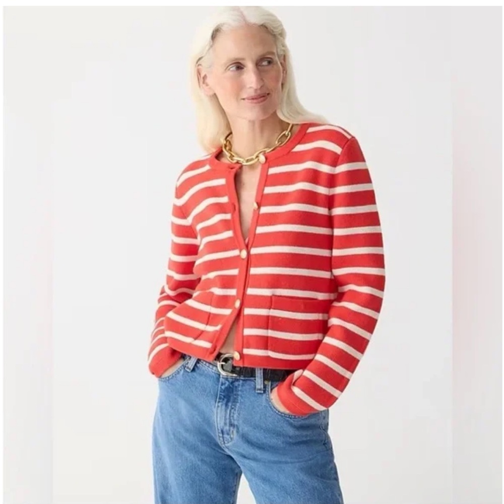 Striped Red and White Women's Jacket